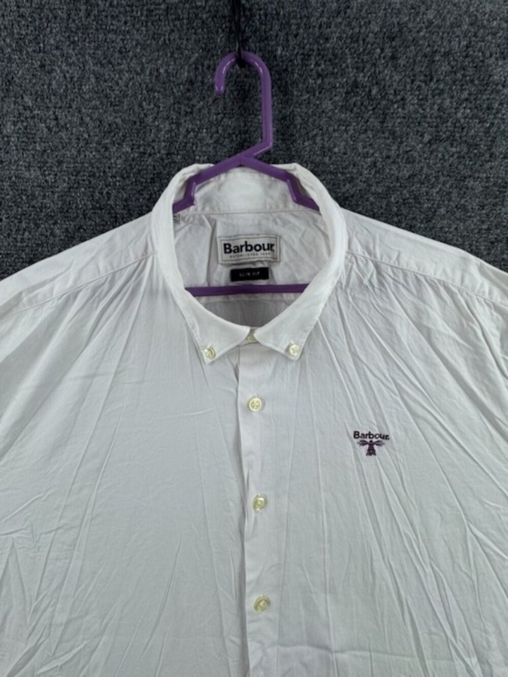 Barbour Button-Down XL White Long Sleeve Shirt Solid Men Adult